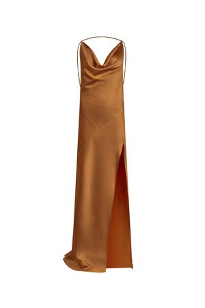 Abito lungo in raso lucido bronzo THE ANDAMANE | TM190157ATNP229BRONZE